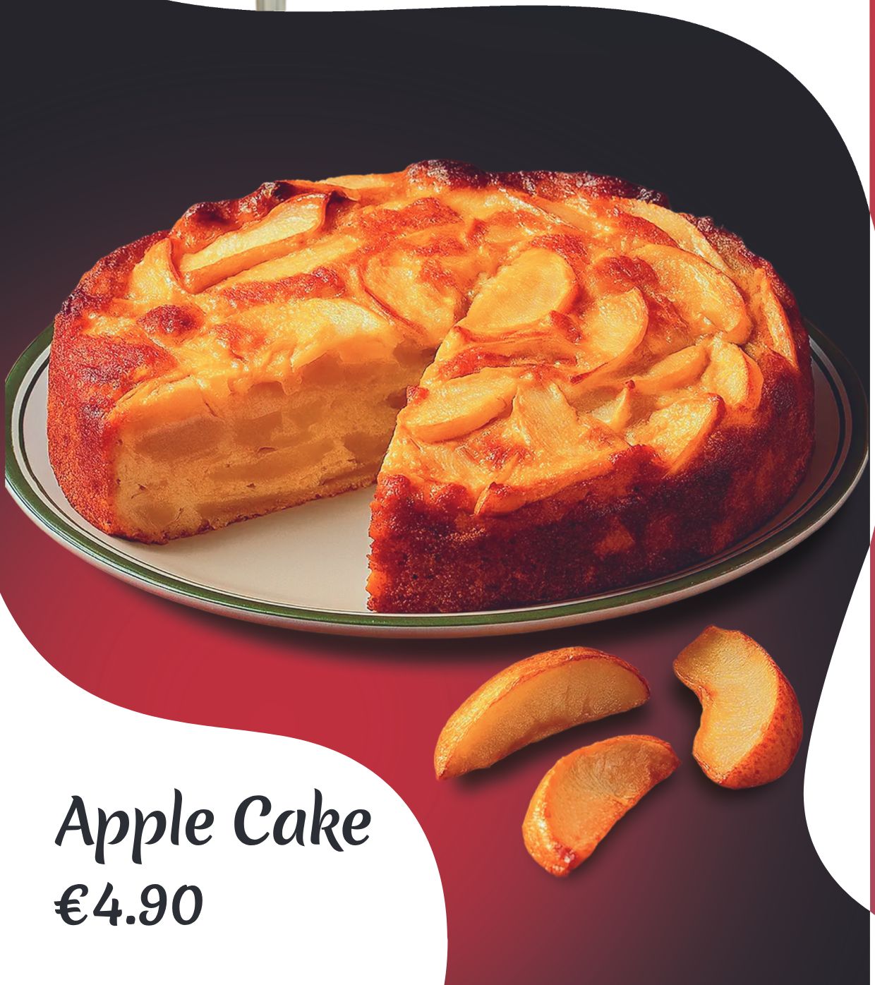 Homemade apple cake, €4.90