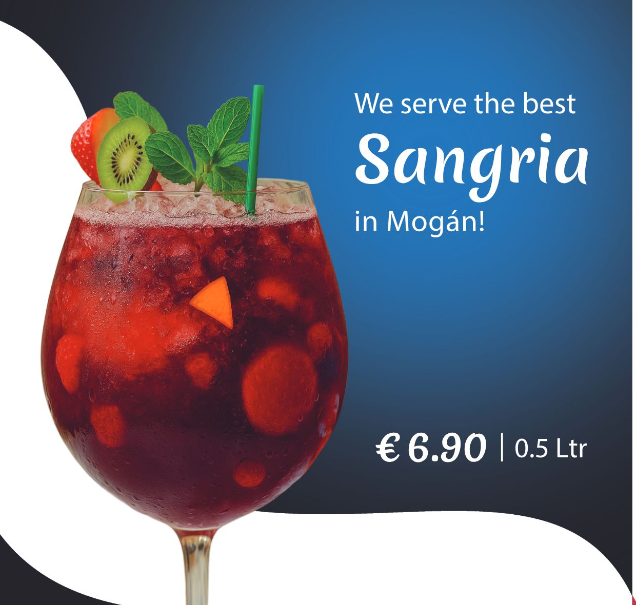 Sangria — the best in Mogán, €6.90 per 0.5L